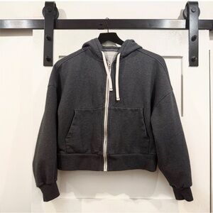 Everlane Dark Gray Zip-Up Crop Hoodie